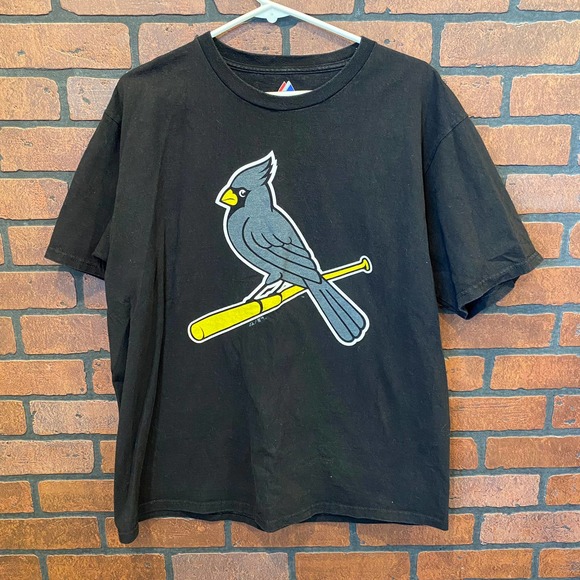 St. Louis Cardinals Baseball MLB Black Pop Team Tee Majestic Large - Picture 1 of 5